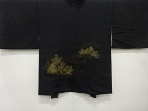 漆　樹木模様織り出し　絵羽織